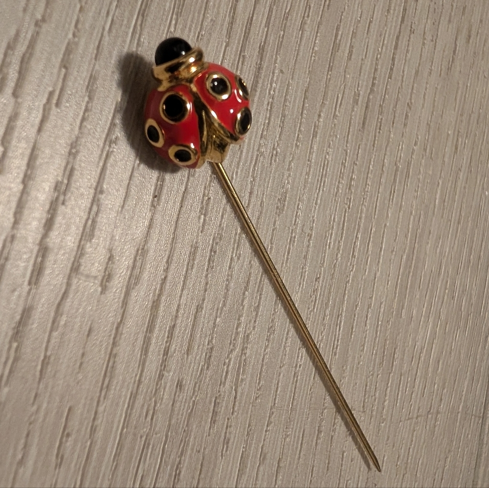 Ladybug Enamel Long Stick Pin